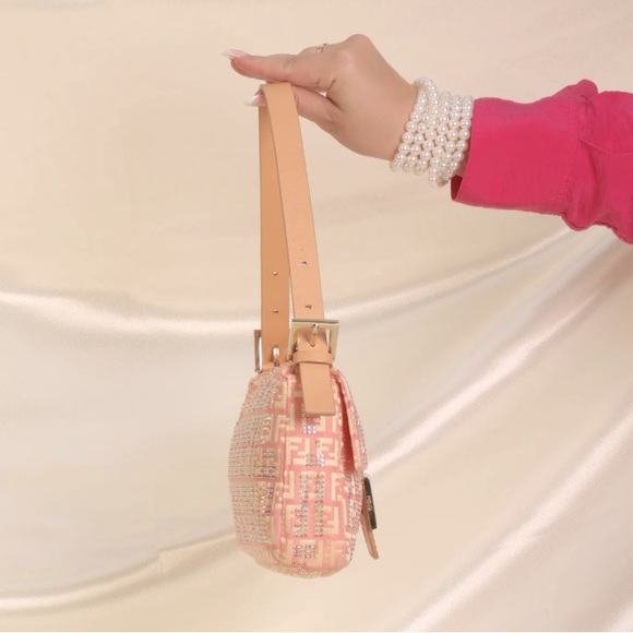 Additional Pics: Authentic Ultra-Rare Fendi Crystal Studded Zucchino Baguette - Picture 8 of 16